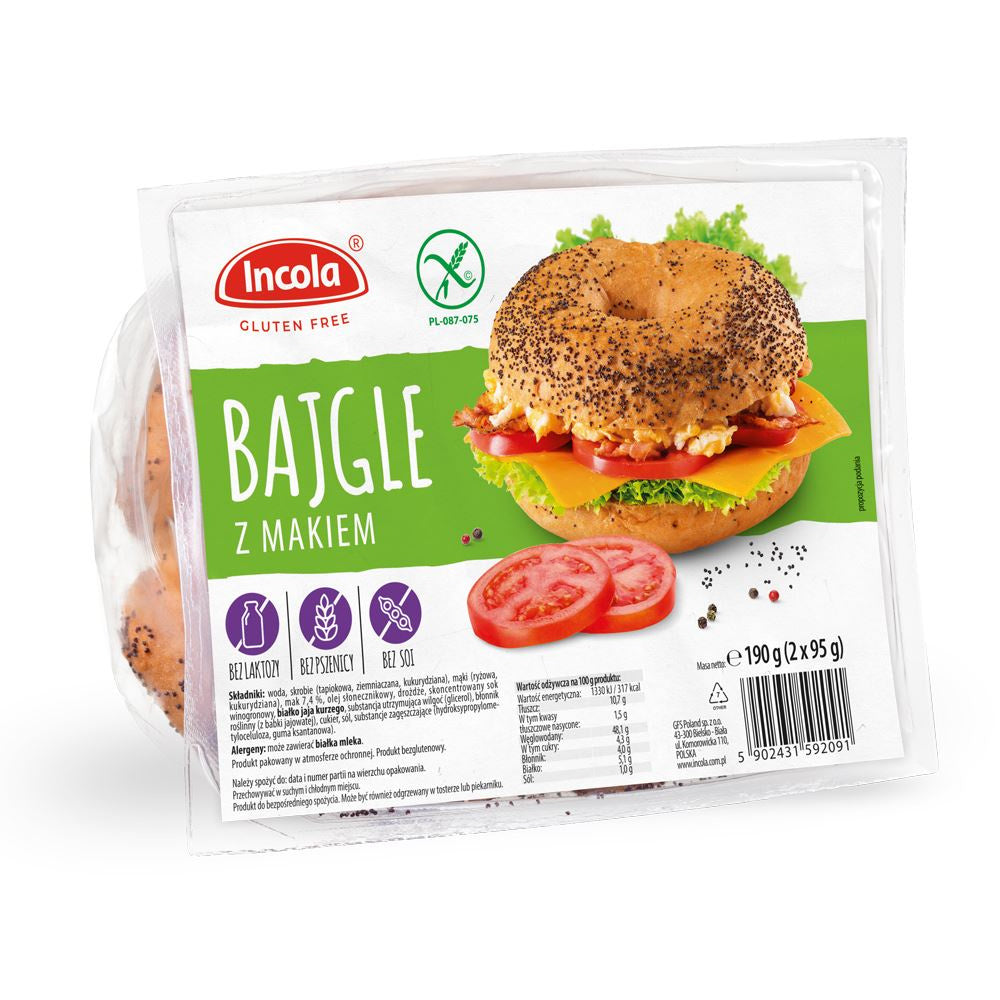 Bajgle z makiem bezglutenowe (2 x 95 g) 190 g - INCOLA