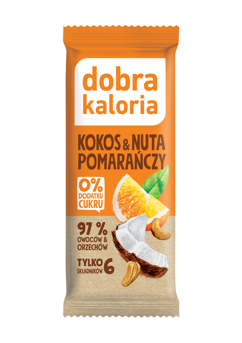 Baton kokos i nuta pomarańczy bez dodatku cukru 35 g