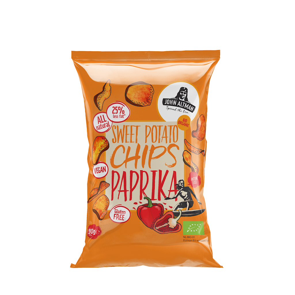 Chipsy z batatów z papryką słodką wędzoną bezglutenowe bio 90 g - John Altman