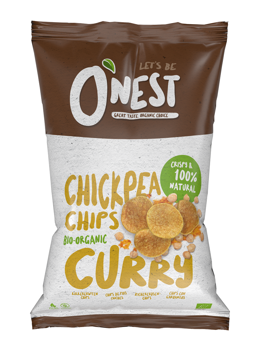 Chipsy z ciecierzycy z curry bezglutenowe bio 75 g - O'Nest