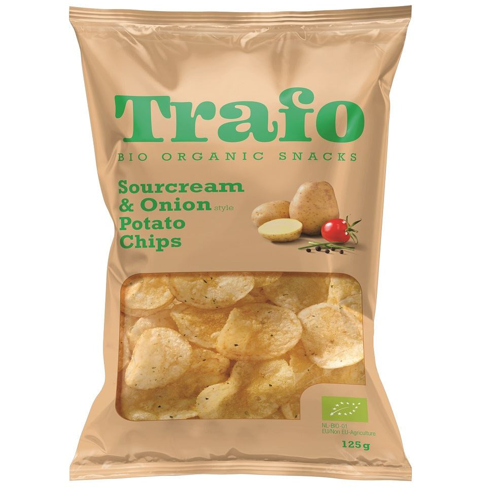 Chipsy ziemniaczane o smaku śmietankowo - cebulowym BIO 125 g - Trafo