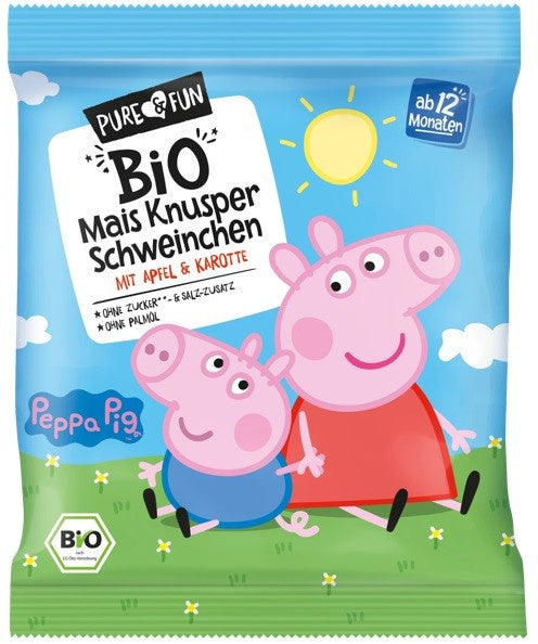 Chrupki kukurydziane jabłko- marchew BIO 30 g Świnka Peppa - PURE&FUN