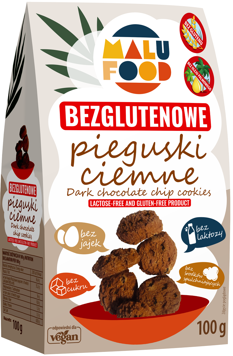 Ciastka pieguski ciemne bezglutenowe, bez cukru 100 g