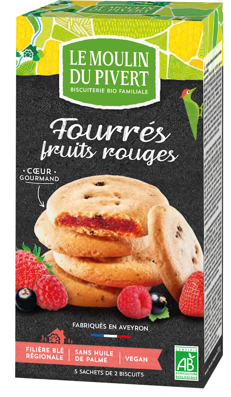 Ciastka z nadzieniem z czerwonych owoców bio 175 g - Le Moulin du Pivert