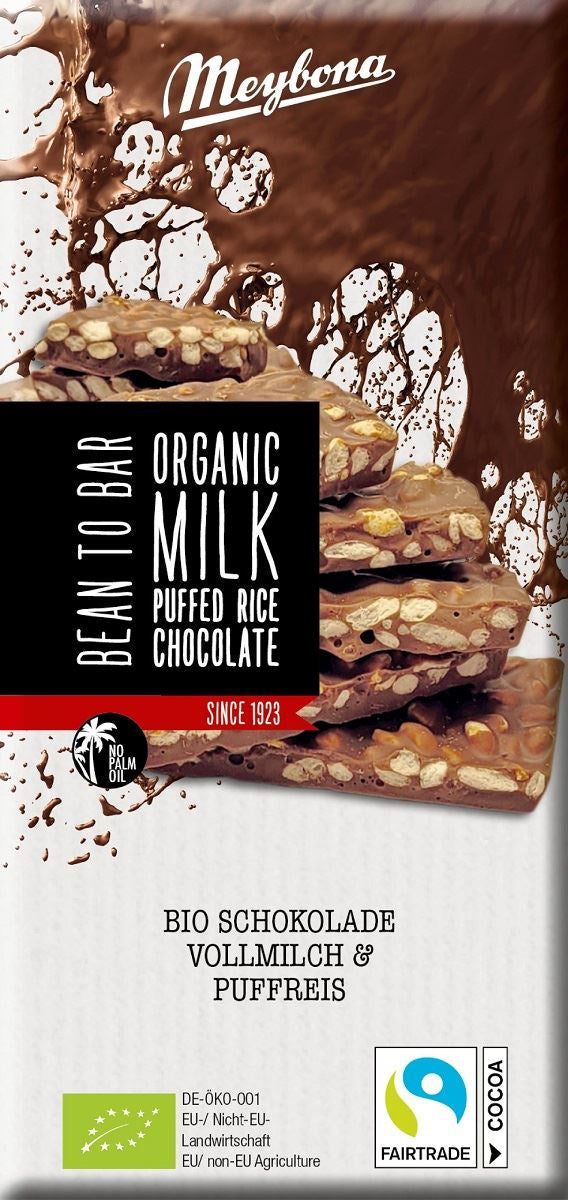 Czekolada mleczna z ryżem preparowanym bio 70 g - MEYBONA