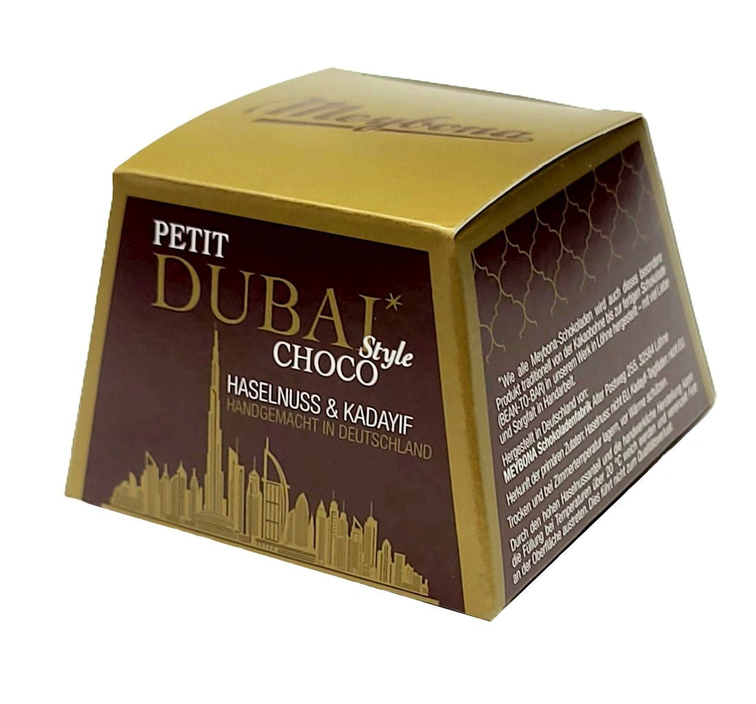 Czekolada w stylu dubajskim mleczna z nadzieniem z orzechów laskowych i ciastem kadayif 43 g - Meybona