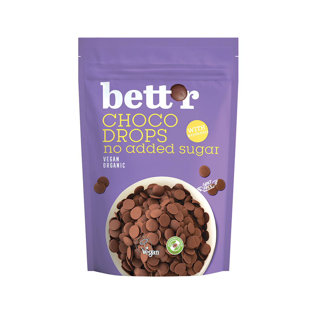 Dropsy czekoladowe bez dodatku cukru bio 200 g - Bett'R