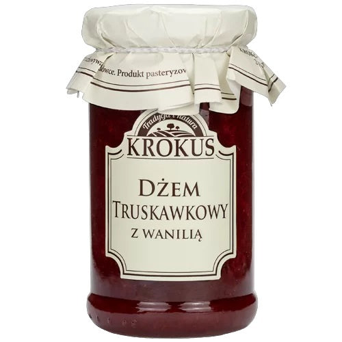 Dżem truskawkowy z wanilią o obniżonej zawartości cukru bezglutenowy 235 g - Krokus