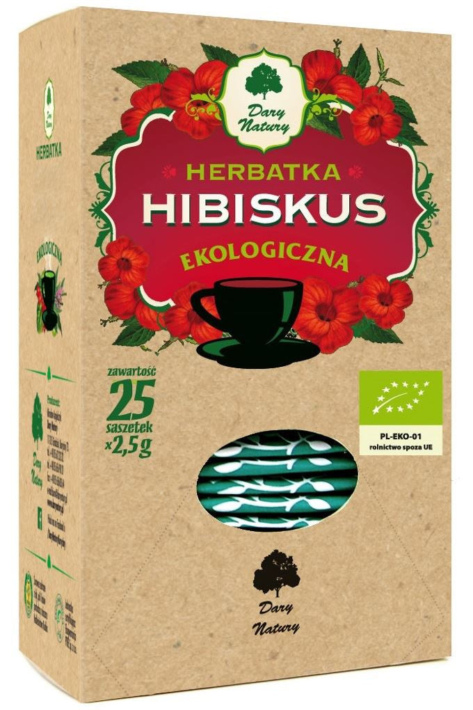 Herbatka hibiskus bio (25 x 2,5 g) 62,5 g Dary Natury
