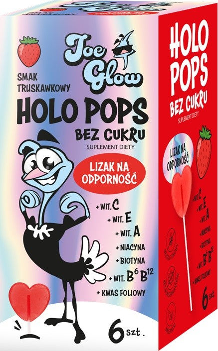 Holopops lizak na odporność truskawkowy bez cukru (6szt) 36 g - HOLOPOPS