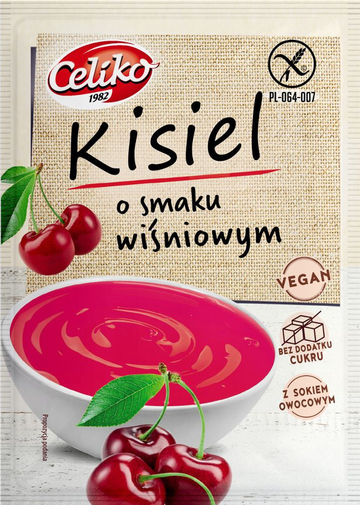 Kisiel wiśniowy bezglutenowy, bez cukru Celiko, 40 g