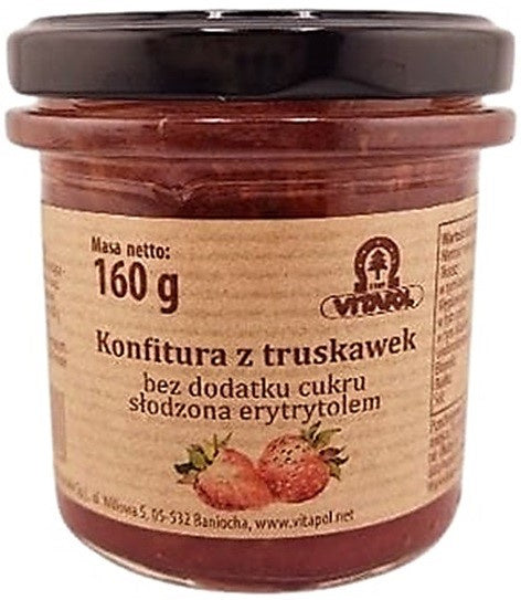 Konfitura z truskawek słodzona erytrytolem bez cukru 160 g