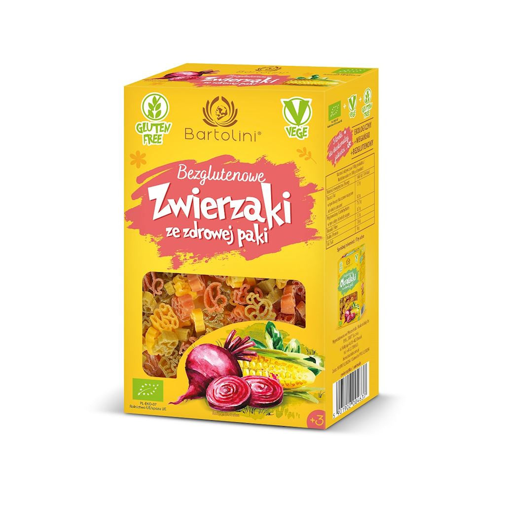 Makaron kukurydziano-ryżowy zwierzątka kolorowe bezglutenowy bio 250 g