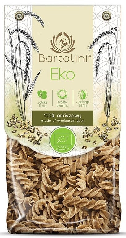 Makaron orkiszowy, razowy świderki bio 250 g - bartolini