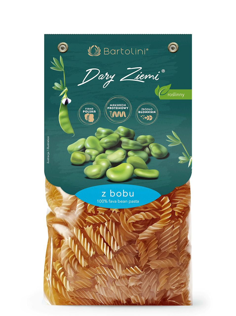 Makaron proteinowy (z bobu) świderki 250 g - BARTOLINI (dary ziemi)
