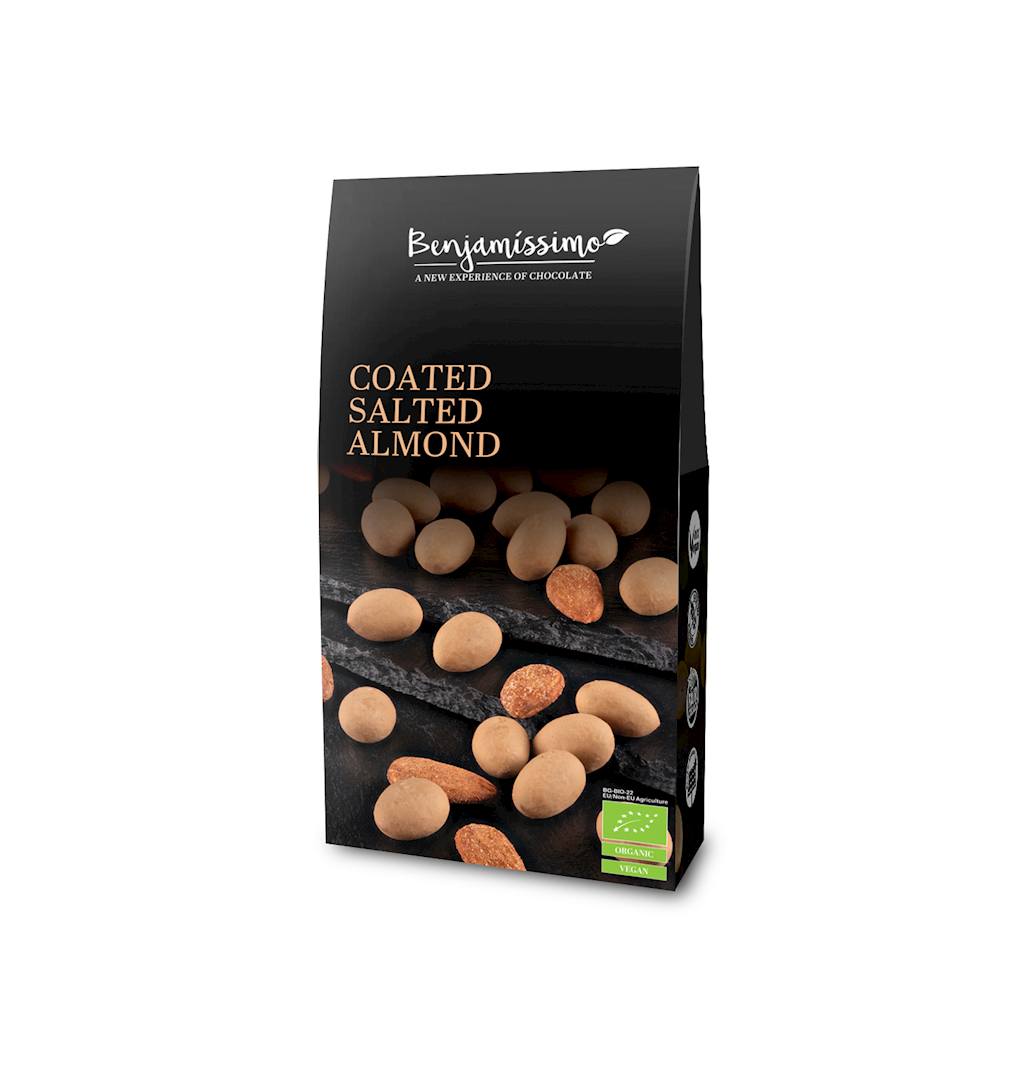 Migdały w polewie słony karmel bezglutenowe bio 60 g - Benjamissimo