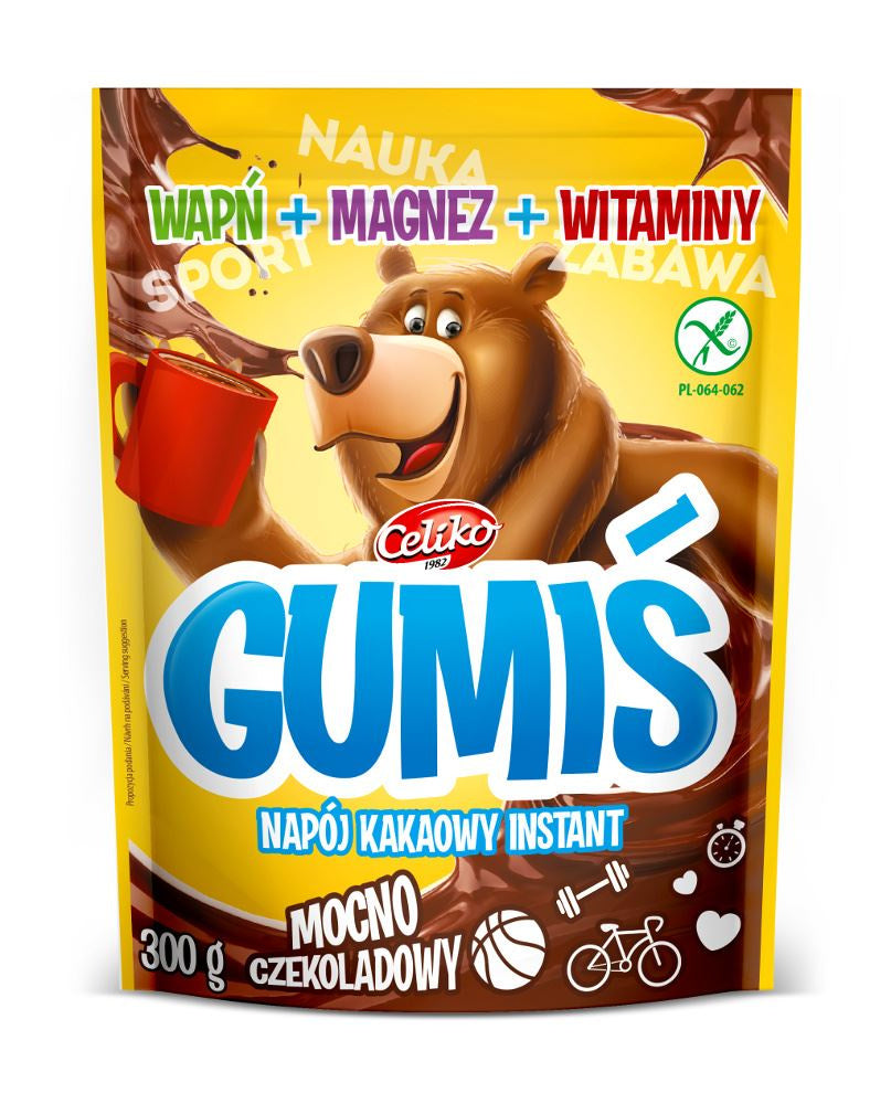 Napój kakaowy instant Gumiś z witaminami, magnezem i wapniem bezglutenowy 300 g - Celiko