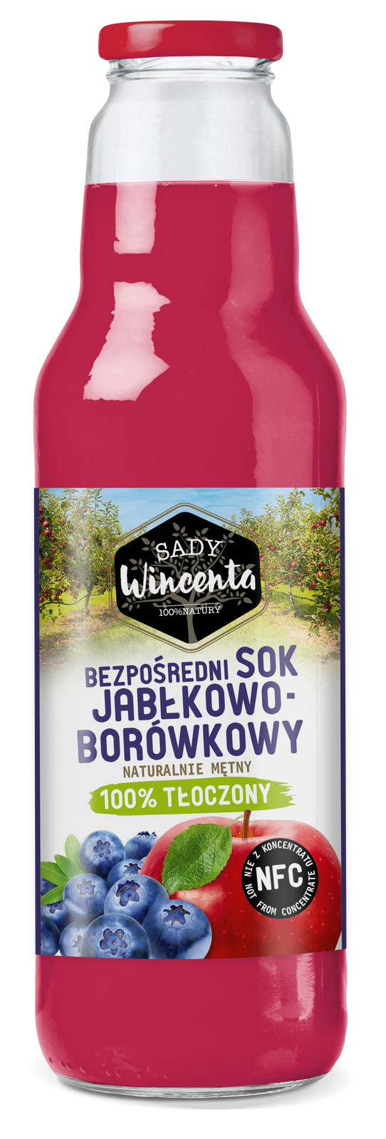 Naturalnie mętny sok jabłko-borówka 750 ml