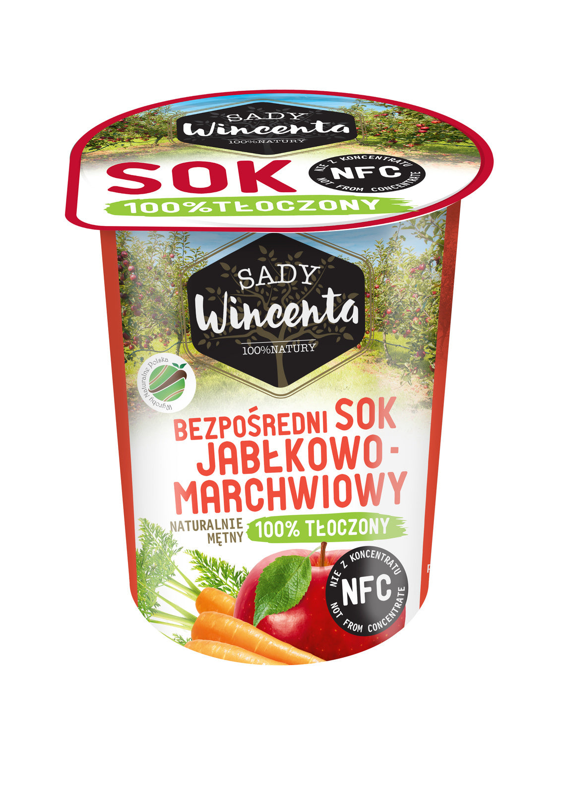 Naturalnie mętny sok jabłkowo-marchwiowy 200 ml Sady Wincenta