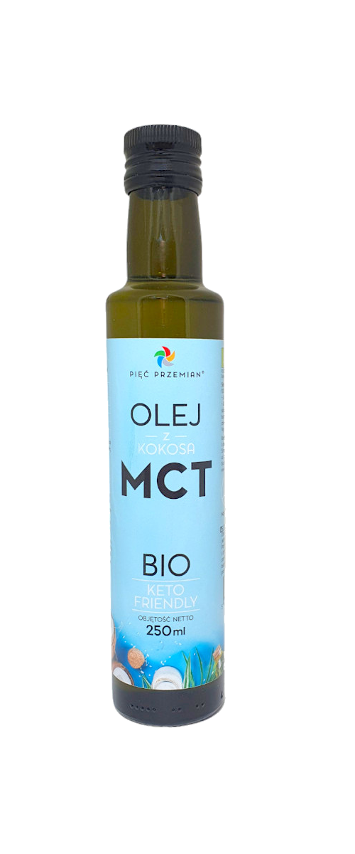Olej kokosowy MCT keto bezglutenowy bio 250 ml - Pięć Przemian