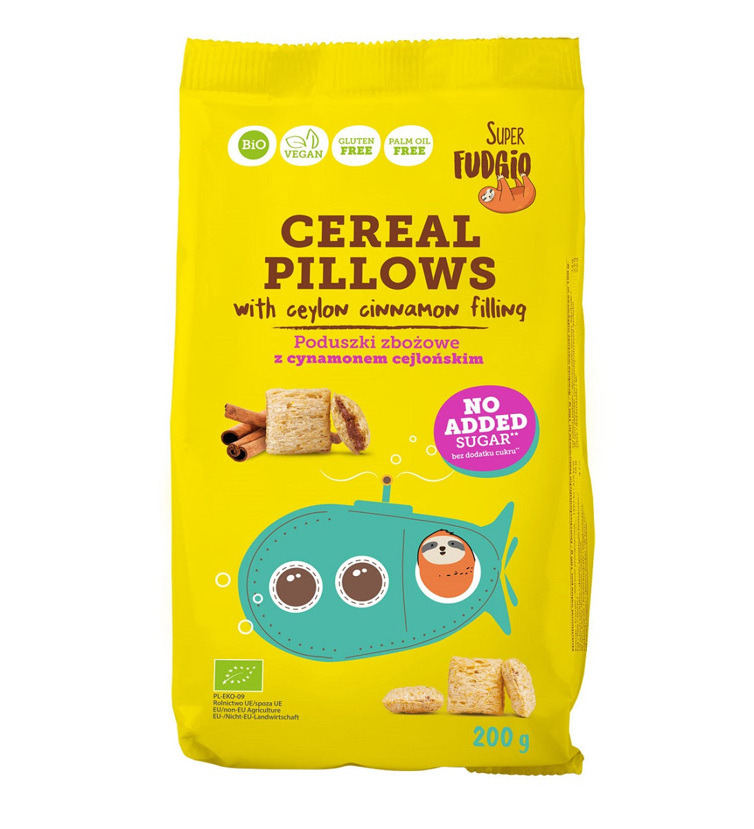 Poduszki zbożowe cynamonowe bez dodatku cukru bezglutenowe bio 200 g - Me Gusto (Super Fudgio)