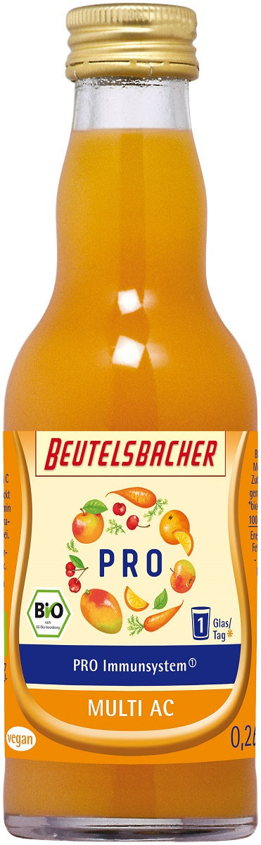 SHOT NA ODPORNOŚĆ JABŁKO - MARCHEW - POMARAŃCZA - MANGO - ACEROLA BIO 200 ml - BEUTELSBACHER