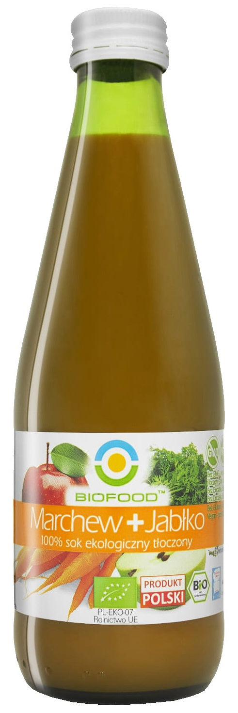 SOK JABŁKOWO - MARCHWIOWY NFC BEZGLUTENOWY BIO 300 ml - BIOFOOD