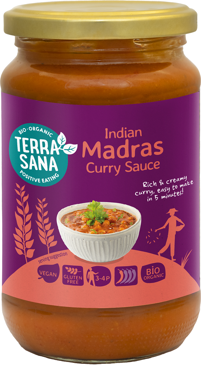 Sos curry Indian Madras bezglutenowy bio 350 g - Terrasana