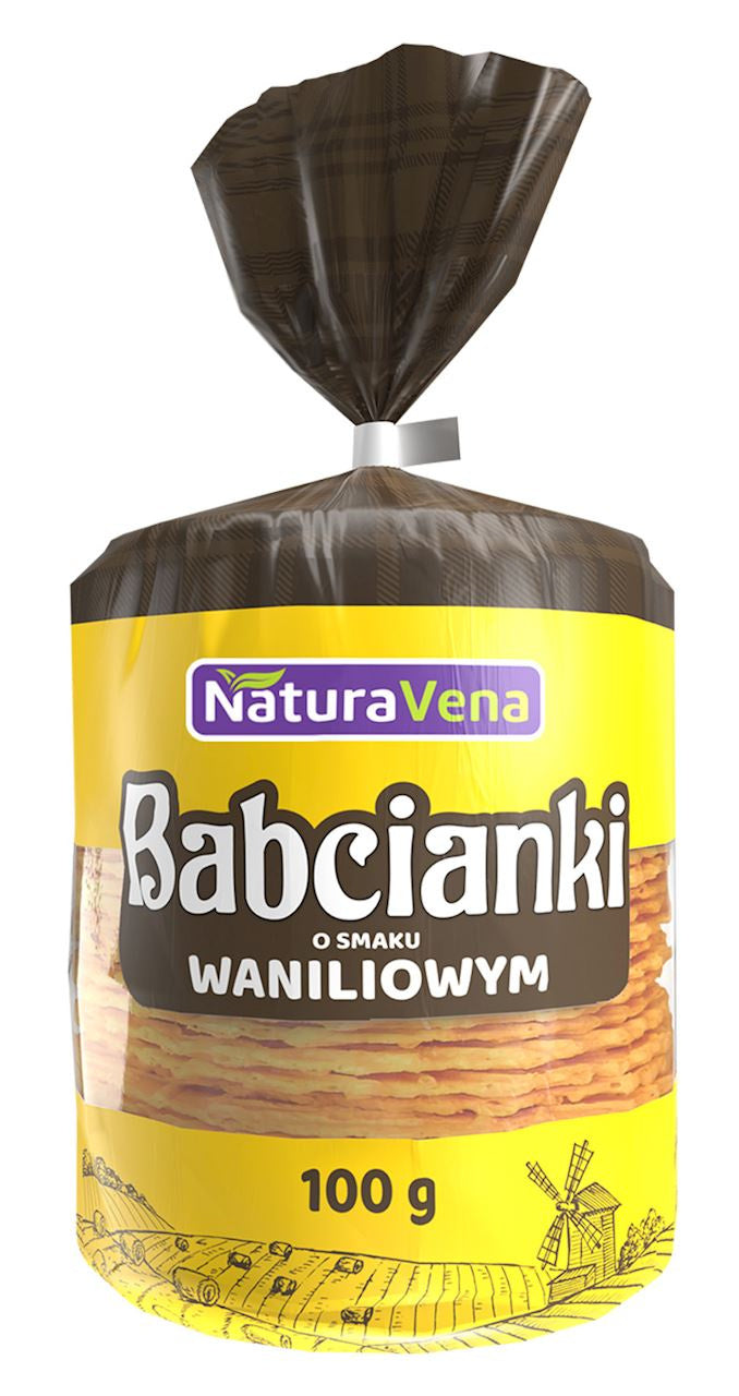Wafelki bez tłuszczu i bez barwników waniliowe 100 g
