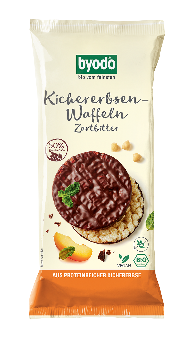 Wafle z ciecierzycy z ciemną czekoladą bezglutenowe bio 65 g - Byodo