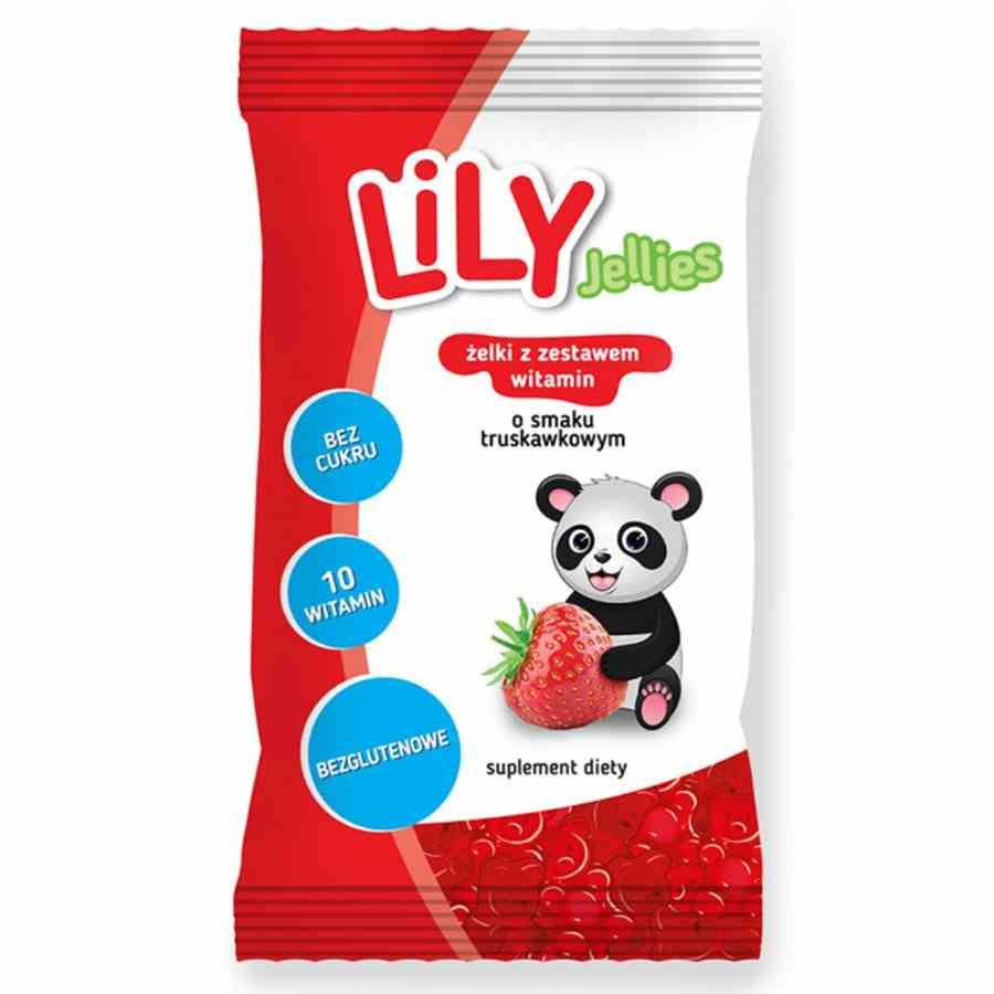 Żelki o smaku truskawki, z zestawem witamin 30 g - Lilly Jelly