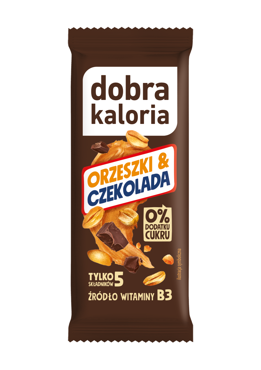 Baton orzeszki & czekolada bez dodatku cukru 35 g - Dobra Kaloria