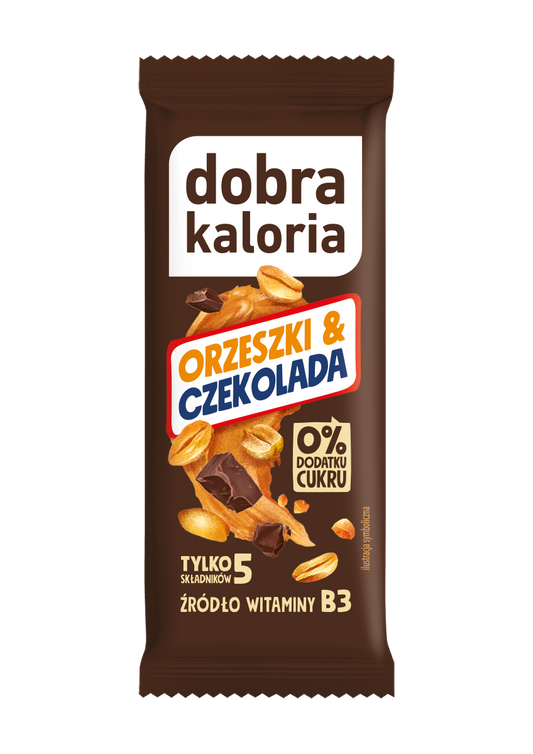Baton orzeszki & czekolada bez dodatku cukru 35 g - Dobra Kaloria