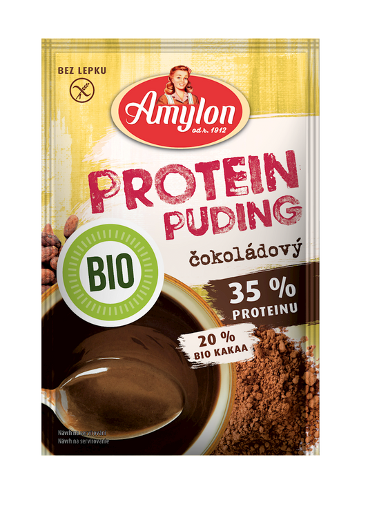 Budyń proteinowy o smaku czekoladowym bez dodatku cukru bezglutenowy bio 45 g - AMYLON