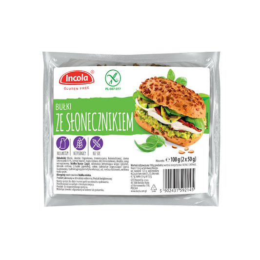 Bułki ze słonecznikiem bezglutenowe (2 x 50 g) 100 g - Incola