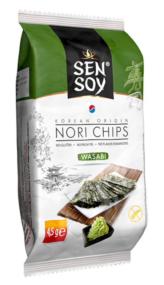 Chipsy nori wasabi bezglutenowe 4,5 g - SEN SOY