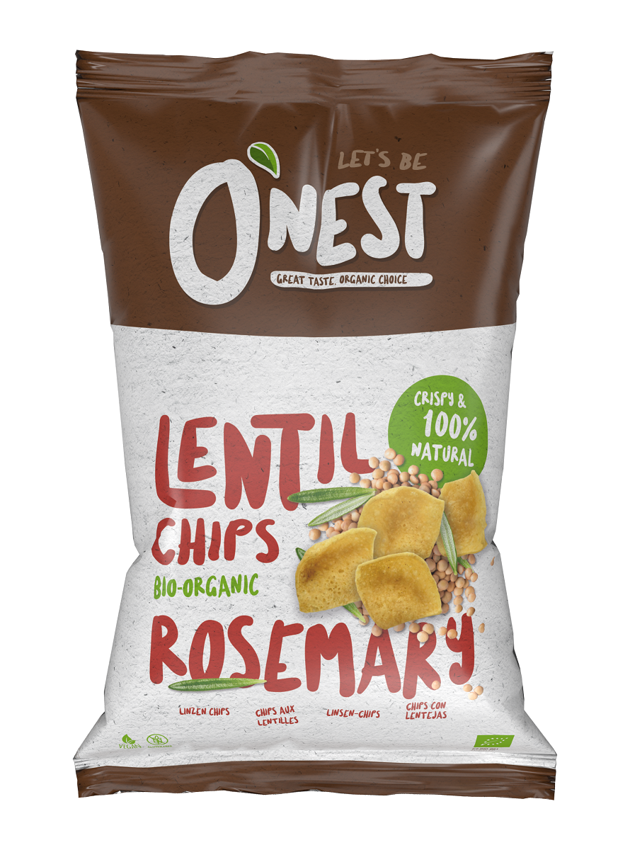 Chipsy z soczewicy z rozmarynem bezglutenowe bio 75 g - O'Nest