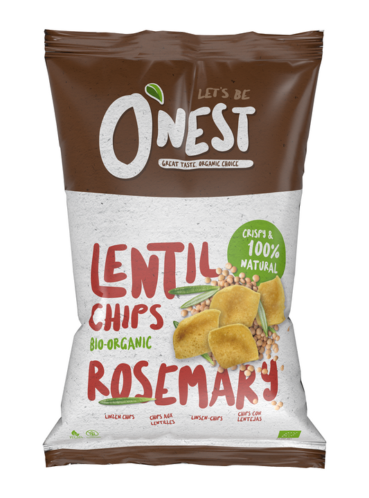 Chipsy z soczewicy z rozmarynem bezglutenowe bio 75 g - O'Nest