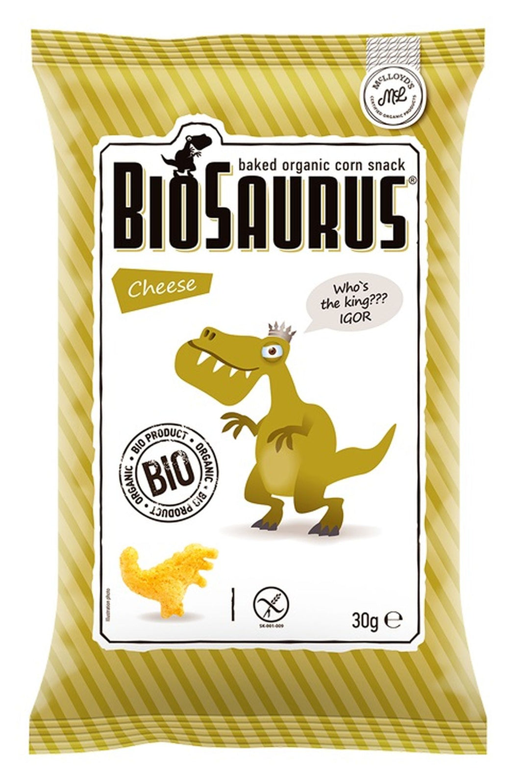 Chrupki kukurydziane dinozaury o smaku serowym bezglutenowe bio 30 g