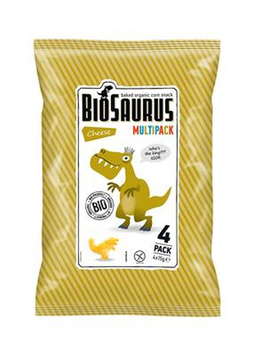 Chrupki kukurydziane dinozaury o smaku serowym bezglutenowe bio 4x15 g - Biosaurus
