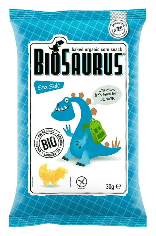 Chrupki kukurydziane dinozaury z solą morską bezglutenowe bio 30 g - Biosaurus