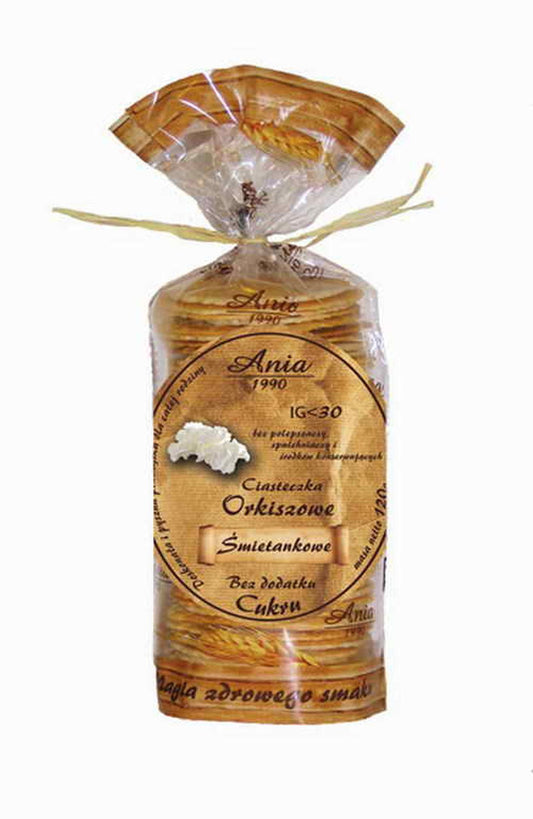 Ciasteczka orkiszowe śmietankowe bez cukru 120 g