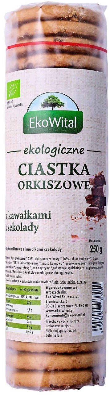 Ciastka orkiszowe pełnoziarniste z kawałkami czekolady - Ekowital
