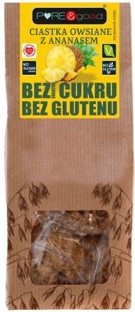 Ciastka owsiane z ananasem bez dodatku cukru bezglutenowe 150 g - PURE&GOOD