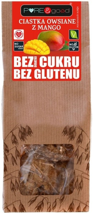 Ciastka owsiane z mango bez dodatku cukru bezglutenowe 150 g - PURE&GOOD