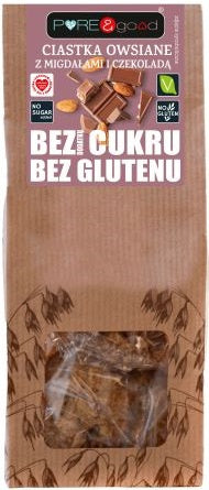 Ciastka owsiane z migdałami i czekoladą bez dodatku cukru bezglutenowe 150 g - Pure&Good