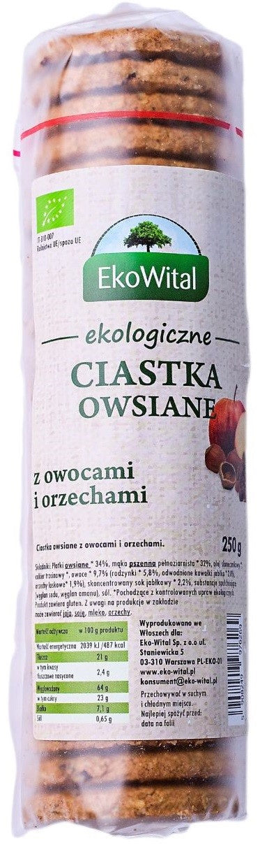 Ciastka owsiane z owocami i orzechami bio 250 g
