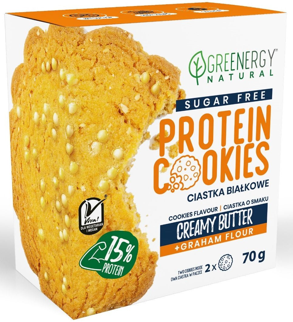 Ciastka proteinowe o smaku maślanym bez cukru (2 x 35 g) 70 g - Greenergy