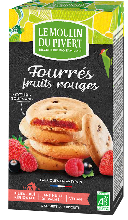 Ciastka z nadzieniem z czerwonych owoców bio 175 g - Le Moulin du Pivert