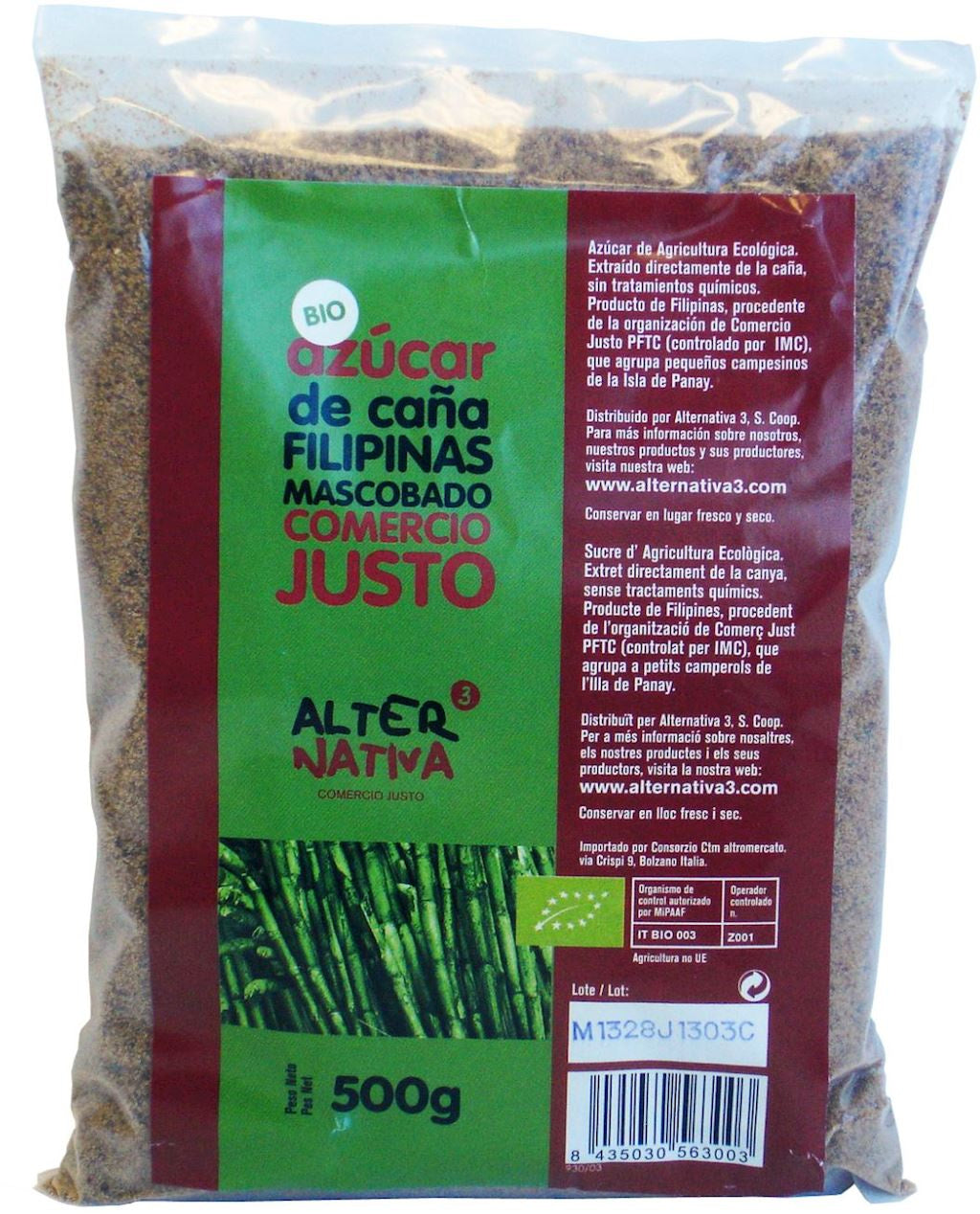 Cukier trzcinowy mascobado bezglutenowy bio 500 g